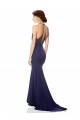 Sleeveless High Neck Stretch Crepe Navy Blue Long Bridesmaid Dress / Formal Dress Leicester
