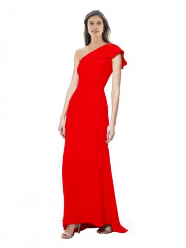 Sleeveless High Neck Stretch Crepe Red Long Formal Dress / Bridesmaid Dress Leicester