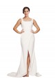 Sleeveless Square Neck Stretch Crepe Ivory Sweep Train Semi Formal Evening Dress / Prom Dress / Bridesmaid Dress Leicester