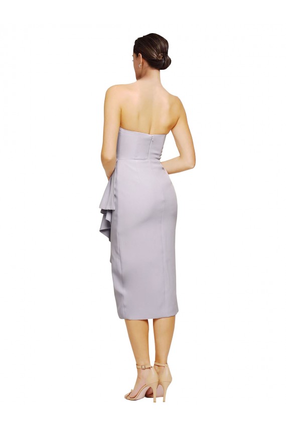 Sleeveless Strapless Stretch Crepe Arctic Lilac Cocktail Length High Low Evening Gown / Prom Dress / Bridesmaid Dress Leicester