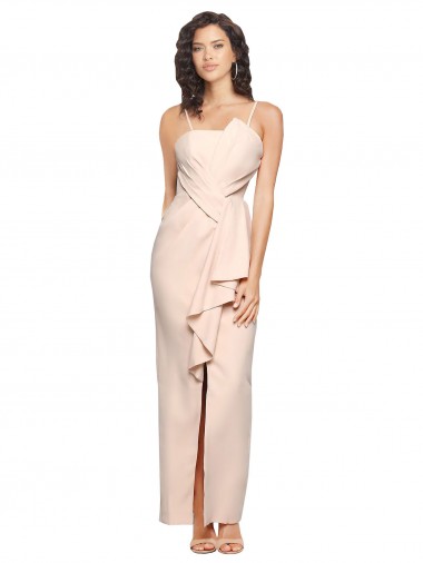 Sleeveless Strapless Stretch Crepe Nude Long Semi Formal Evening Dress / Prom Dress / Bridesmaid Dress Leicester