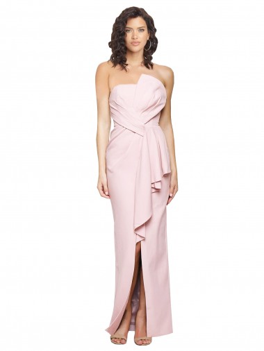 Sleeveless Strapless Stretch Crepe Pink Long Formal Dress / Bridesmaid Dress Leicester