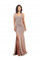 Sleeveless V-Neck Stretch Crepe Dusty Pink Long Black Tie Evening Gown / Prom Dress / Bridesmaid Dress Leicester