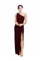 Sleeveless One Shoulder Stretch Crepe Burgundy Gold Long Black Tie Evening Gown / Prom Dress / Bridesmaid Dress Leicester