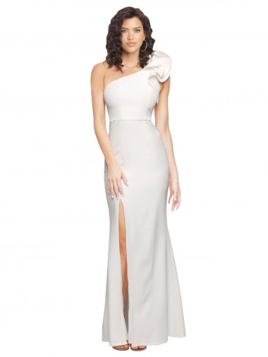 Sleeveless One Shoulder Stretch Crepe Ivory Long Formal Evening Gown / Prom Dress / Bridesmaid Dress Leicester