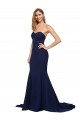 Sleeveless Sweetheart Stretch Crepe Dark Navy Sweep Train Formal Evening Gown / Prom Dress / Bridesmaid Dress Leicester