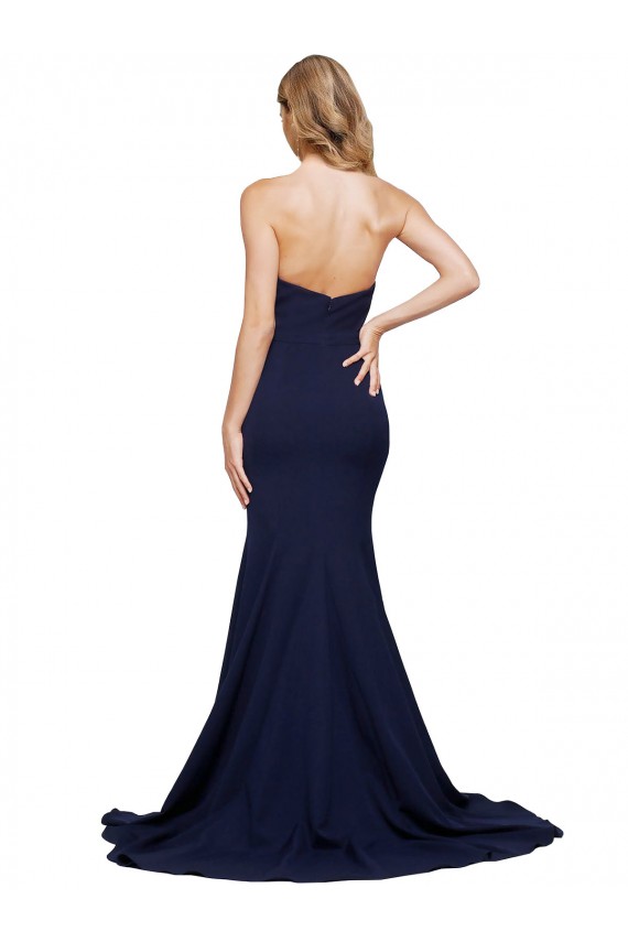 Sleeveless Sweetheart Stretch Crepe Dark Navy Sweep Train Formal Evening Gown / Prom Dress / Bridesmaid Dress Leicester