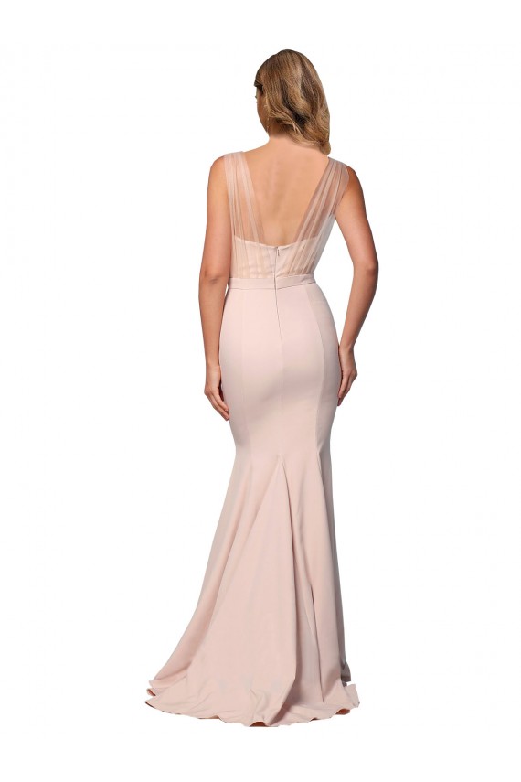 Sleeveless Sweetheart Stretch Crepe & Tulle Nude Long Formal Evening Gown / Prom Dress / Bridesmaid Dress Leicester