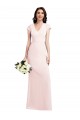 Cap Sleeves V-Neck Stretch Crepe Pink Long Formal Evening Gown / Prom Dress / Bridesmaid Dress Leicester