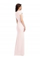 Cap Sleeves V-Neck Stretch Crepe Pink Long Formal Evening Gown / Prom Dress / Bridesmaid Dress Leicester
