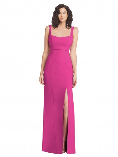 Sleeveless Square Neck Stretch Crepe Fuchsia Long Semi Formal Evening Dress / Prom Dress / Bridesmaid Dress Leicester