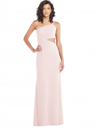 Sleeveless One Shoulder Stretch Crepe Pink Long Formal Evening Gown / Prom Dress / Bridesmaid Dress Leicester