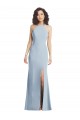 Sleeveless High Neck Stretch Crepe Light Sky Blue Long Formal Evening Gown / Prom Dress / Bridesmaid Dress Leicester