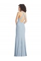 Sleeveless High Neck Stretch Crepe Light Sky Blue Long Formal Evening Gown / Prom Dress / Bridesmaid Dress Leicester