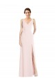 Sleeveless V-Neck Stretch Crepe Pink Long Black Tie Evening Dress / Prom Dress / Bridesmaid Dress Leicester