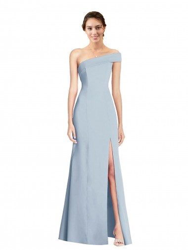 Sleeveless Off the Shoulder Stretch Crepe Light Sky Blue Long Formal Evening Gown / Prom Dress / Bridesmaid Dress Leicester
