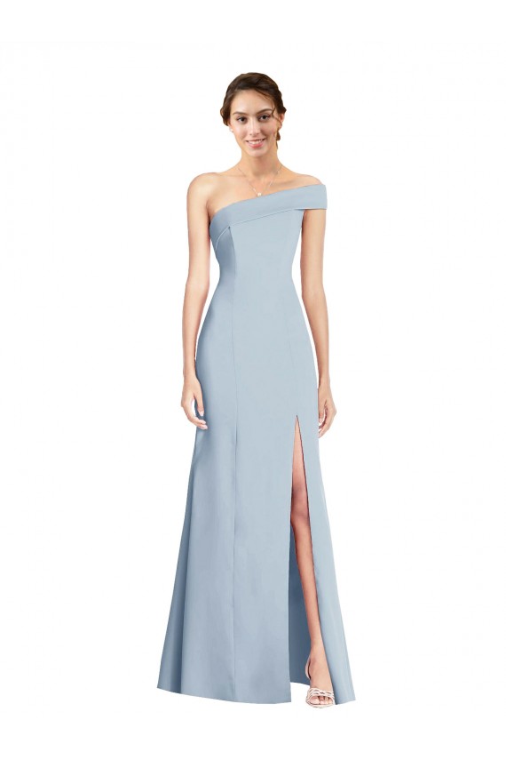 Sleeveless Off the Shoulder Stretch Crepe Light Sky Blue Long Formal Evening Gown / Prom Dress / Bridesmaid Dress Leicester