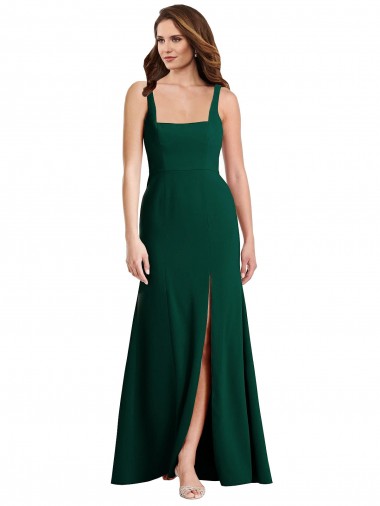 Sleeveless Square Neck Stretch Crepe Midnight Green Long Semi Formal Evening Dress / Prom Dress / Bridesmaid Dress Leicester