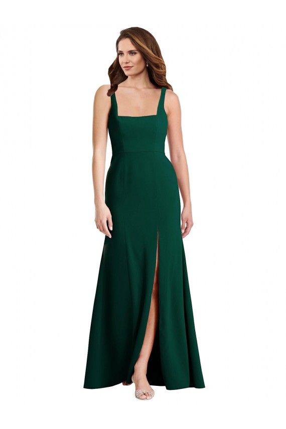 Sleeveless Square Neck Stretch Crepe Midnight Green Long Semi Formal Evening Dress / Prom Dress / Bridesmaid Dress Leicester