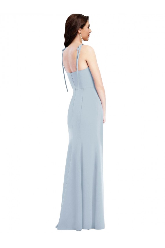 Sleeveless Strapless Stretch Crepe Light Sky Blue Long Bridesmaid Dress / Formal Dress Leicester