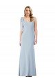 Sleeveless V-Neck Stretch Crepe Light Sky Blue Long Semi Formal Evening Dress / Prom Dress / Bridesmaid Dress Leicester