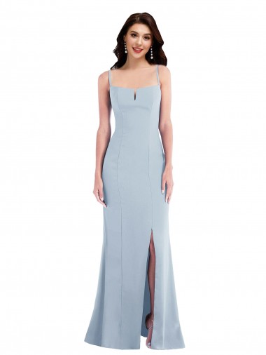 Sleeveless Spaghetti Straps Stretch Crepe Light Sky Blue Long Formal Evening Gown / Prom Dress / Bridesmaid Dress Leicester