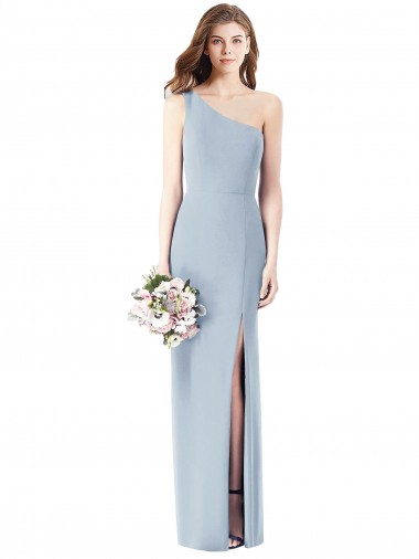 Sleeveless One Shoulder Stretch Crepe Light Sky Blue Long Semi Formal Evening Dress / Prom Dress / Bridesmaid Dress Leicester