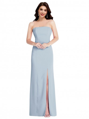 Sleeveless Strapless Stretch Crepe Light Sky Blue Long Formal Evening Gown / Prom Dress / Bridesmaid Dress Leicester