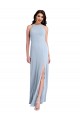 Sleeveless High Neck Stretch Crepe Light Sky Blue Sheath Long Formal Evening Gown / Prom Dress / Bridesmaid Dress Leicester