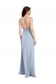 Sleeveless High Neck Stretch Crepe Light Sky Blue Sheath Long Formal Evening Gown / Prom Dress / Bridesmaid Dress Leicester