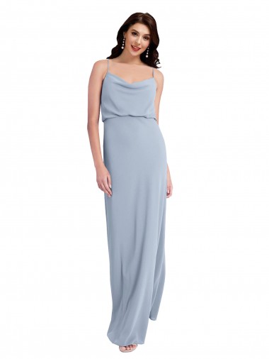 Sleeveless Cowl Neck Stretch Crepe Smoke Blue Long Formal Evening Gown / Prom Dress / Bridesmaid Dress Leicester