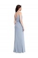 Sleeveless Cowl Neck Stretch Crepe Smoke Blue Long Formal Evening Gown / Prom Dress / Bridesmaid Dress Leicester