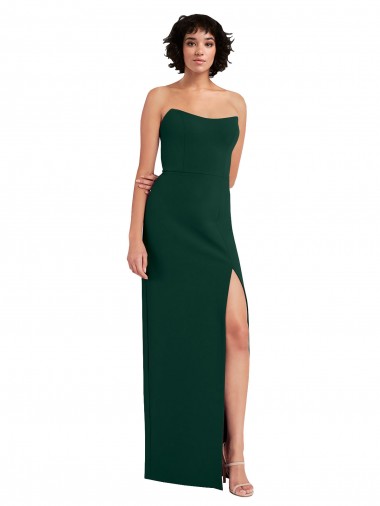 Sleeveless Strapless Stretch Crepe Midnight Green Long Formal Evening Gown / Prom Dress / Bridesmaid Dress Leicester