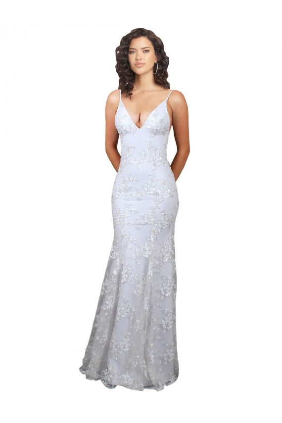 Sleeveless High Neck Stretch Crepe & Sequin Tulle White Long Formal Evening Gown / Prom Dress / Bridesmaid Dress Leicester
