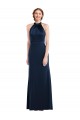 Sleeveless High Neck Stretch Crepe Dark Navy Long Semi Formal Evening Dress / Prom Dress / Bridesmaid Dress Leicester