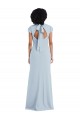 Cap Sleeves Jewel Neck Stretch Crepe Light Sky Blue Long Semi Formal Evening Dress / Bridesmaid Dress Leicester