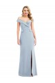 Sleeveless Off the Shoulder Stretch Crepe Light Sky Blue Long Semi Formal Evening Dress / Prom Dress / Bridesmaid Dress Leicester