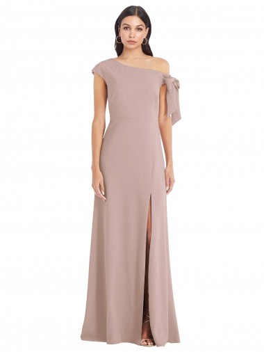 Sleeveless Off the Shoulder Stretch Crepe Dusty Pink Long Formal Evening Gown / Prom Dress / Bridesmaid Dress Leicester
