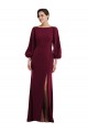 Long Sleeves Bateau Neck Stretch Crepe Burgundy Gold Long Formal Evening Gown / Prom Dress / Bridesmaid Dress Leicester