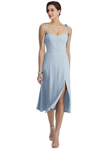 Sleeveless Sweetheart Stretch Crepe Light Sky Blue Midi Length Evening Gown / Prom Dress / Bridesmaid Dress Leicester