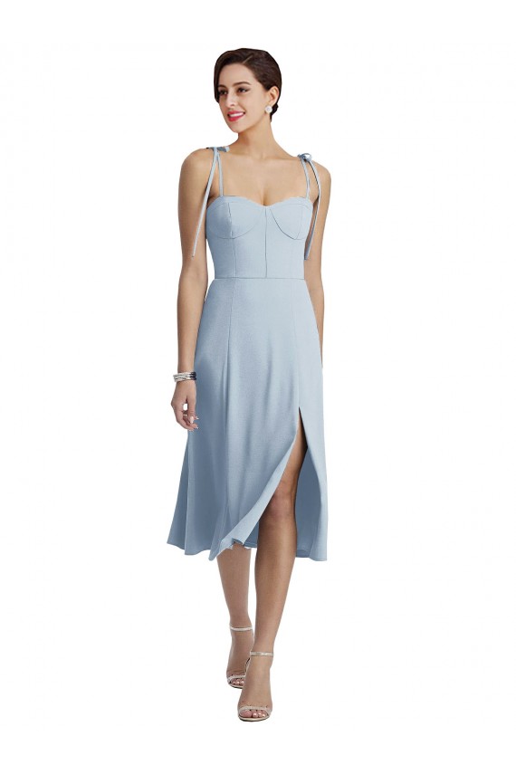 Sleeveless Sweetheart Stretch Crepe Light Sky Blue Midi Length Evening Gown / Prom Dress / Bridesmaid Dress Leicester