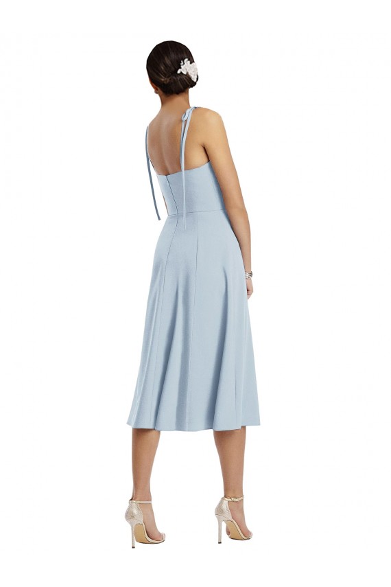Sleeveless Sweetheart Stretch Crepe Light Sky Blue Midi Length Evening Gown / Prom Dress / Bridesmaid Dress Leicester