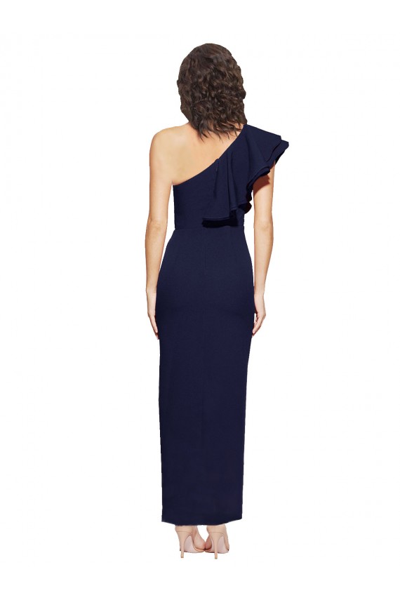 Sleeveless One Shoulder Stretch Crepe Dark Navy Sheath Long Formal Evening Gown / Prom Dress / Bridesmaid Dress Leicester