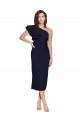 Sleeveless One Shoulder Stretch Crepe Dark Navy Midi Length Formal Evening Gown / Prom Dress / Bridesmaid Dress Leicester