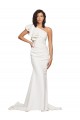 Sleeveless One Shoulder Stretch Crepe Ivory Sweep Train Semi Formal Evening Dress / Prom Dress / Bridesmaid Dress Leicester