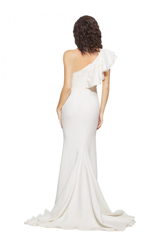 Sleeveless One Shoulder Stretch Crepe Ivory Sweep Train Semi Formal Evening Dress / Prom Dress / Bridesmaid Dress Leicester