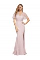 Short Sleeves Sweetheart Stretch Crepe & Tulle Mauve Long Formal Evening Gown / Prom Dress / Bridesmaid Dress Leicester