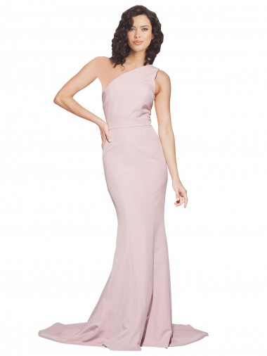Sleeveless One Shoulder Stretch Crepe Mauve Sweep Train Semi Formal Evening Dress / Prom Dress / Bridesmaid Dress Leicester