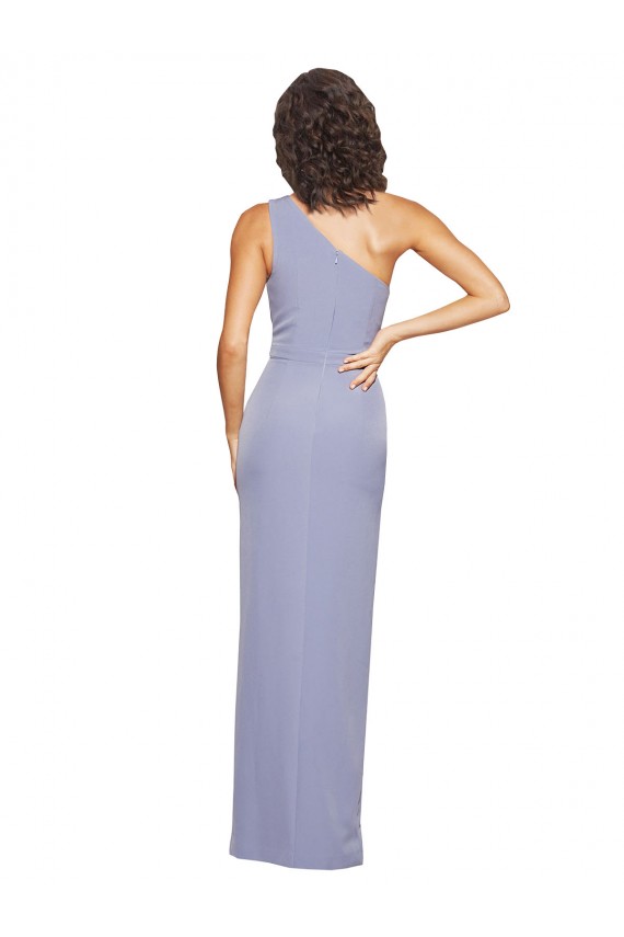 Sleeveless One Shoulder Stretch Crepe Smoke Blue Long Formal Evening Gown / Prom Dress / Bridesmaid Dress Leicester