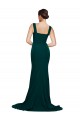Sleeveless Square Neck Stretch Crepe Midnight Green Sweep Train Semi Formal Evening Dress / Prom Dress / Bridesmaid Dress Leicester